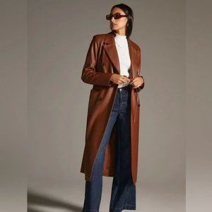 Faux Leather Trench Coat